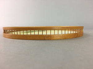 Japanese Tray Coaster Set Vtg Obon Saucer Plate Bamboo Glass Round UR301