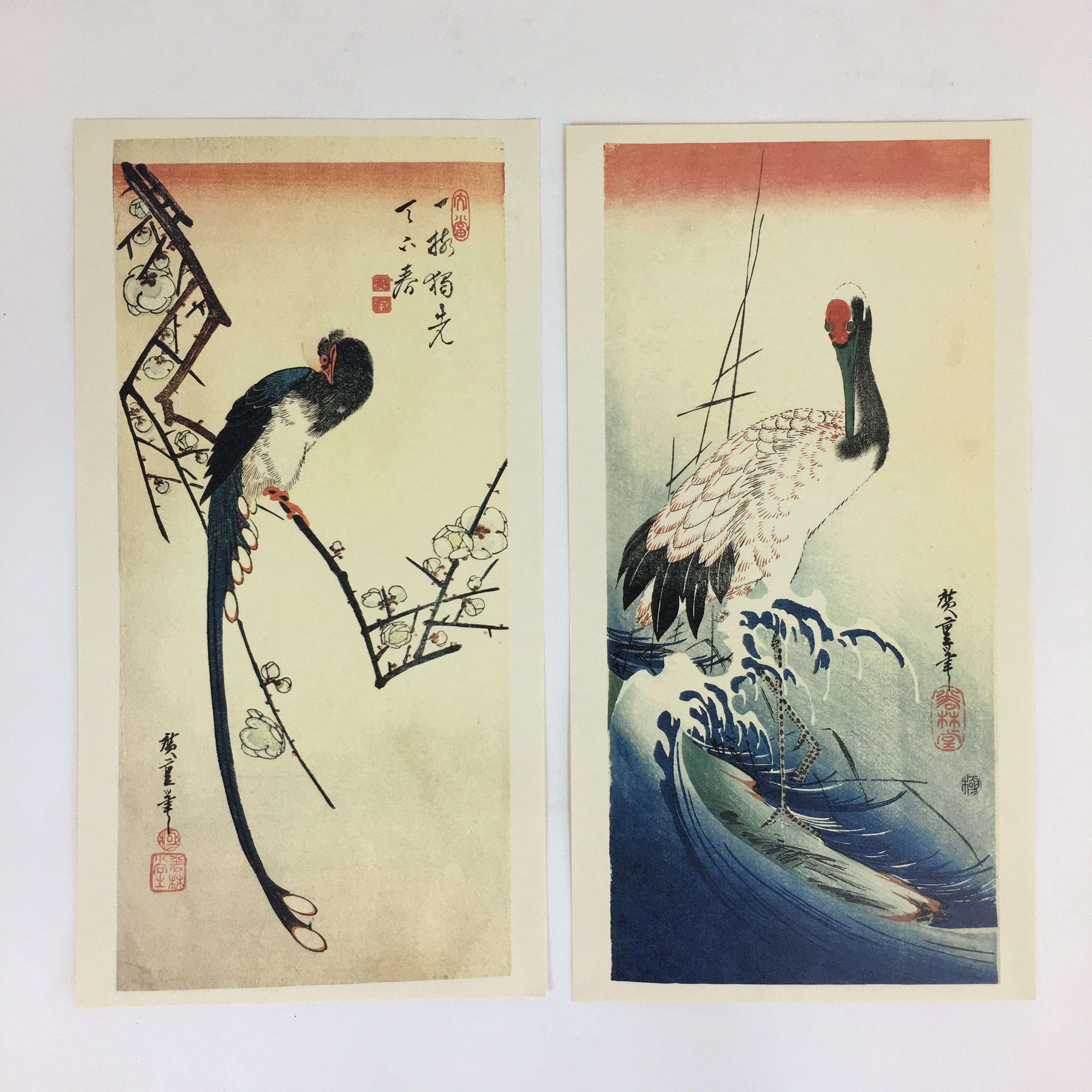 Japanese Ukiyoe Hiroshige Utagawa Kachotanzaku Vtg Yomiuri Press No.1 FL75