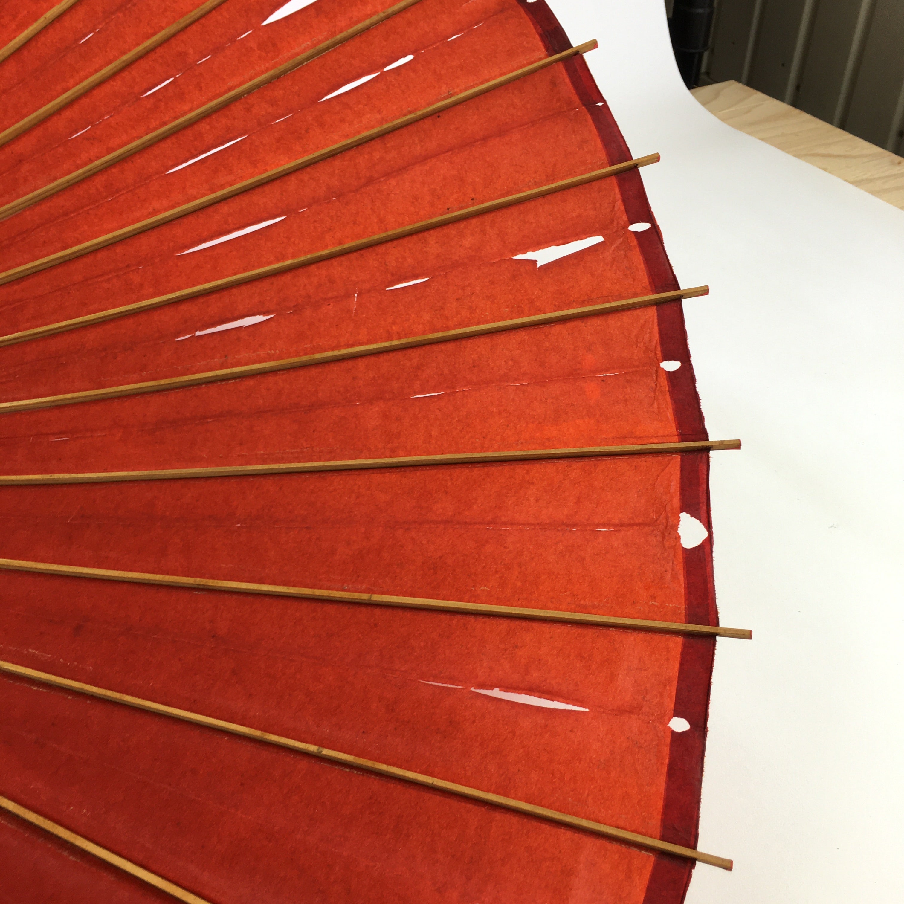 Japanese Umbrella Parasol Vtg Wagasa Bangasa Geisha Paper Bamboo Red JK369