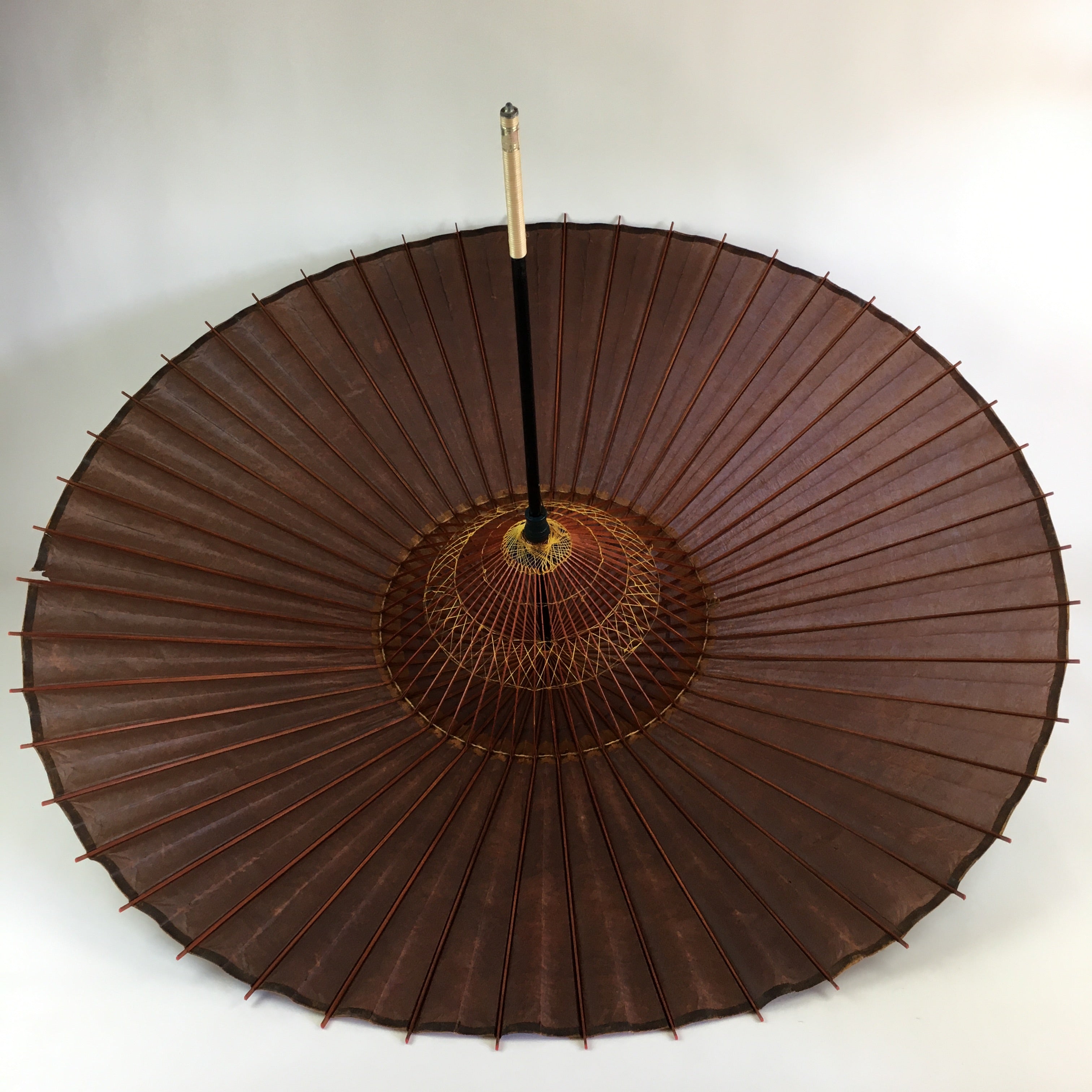 Japanese Umbrella Parasol Wagasa Bangasa Geisha Bamboo Silk Brown JK376