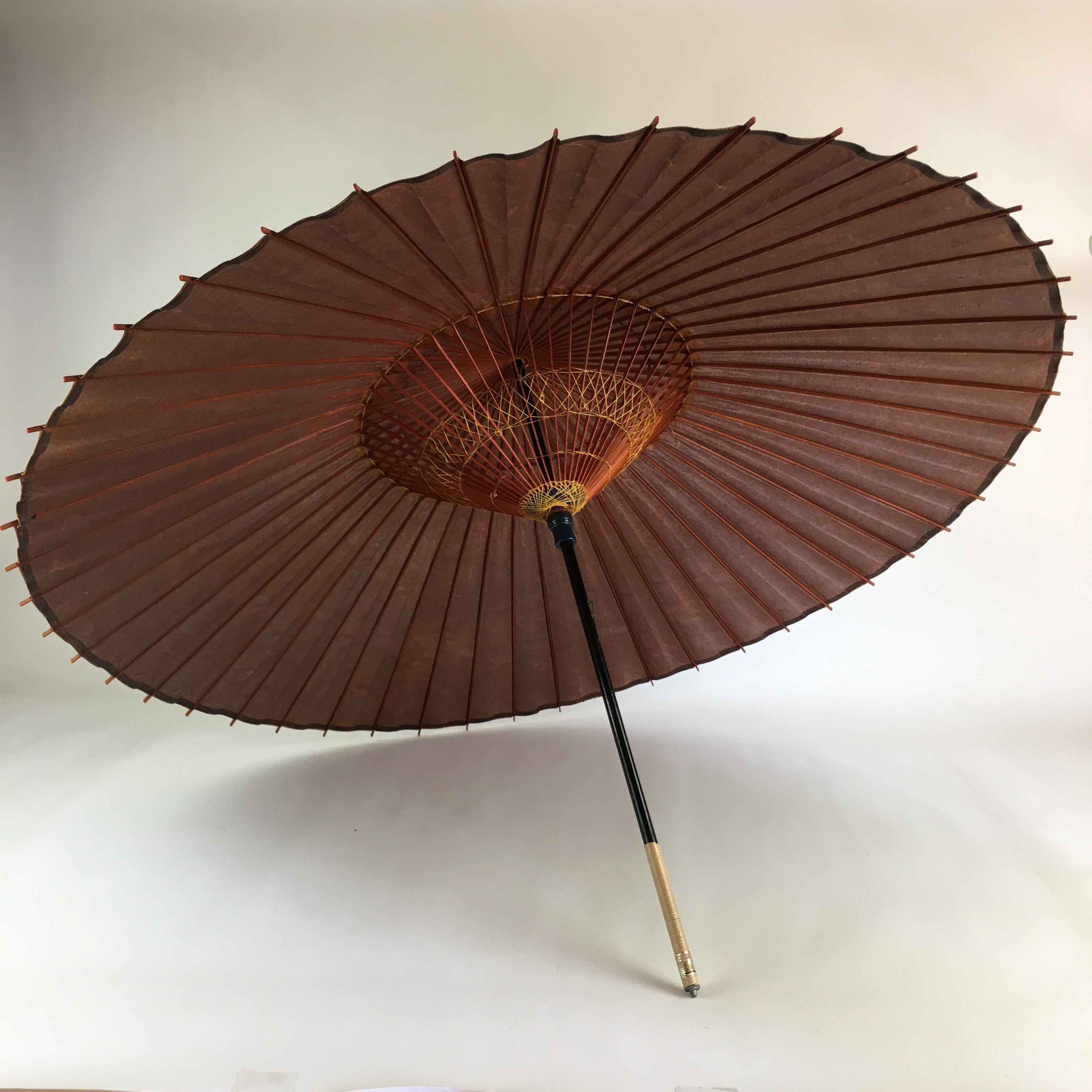 Japanese Umbrella Parasol Wagasa Bangasa Geisha Bamboo Silk Brown JK376