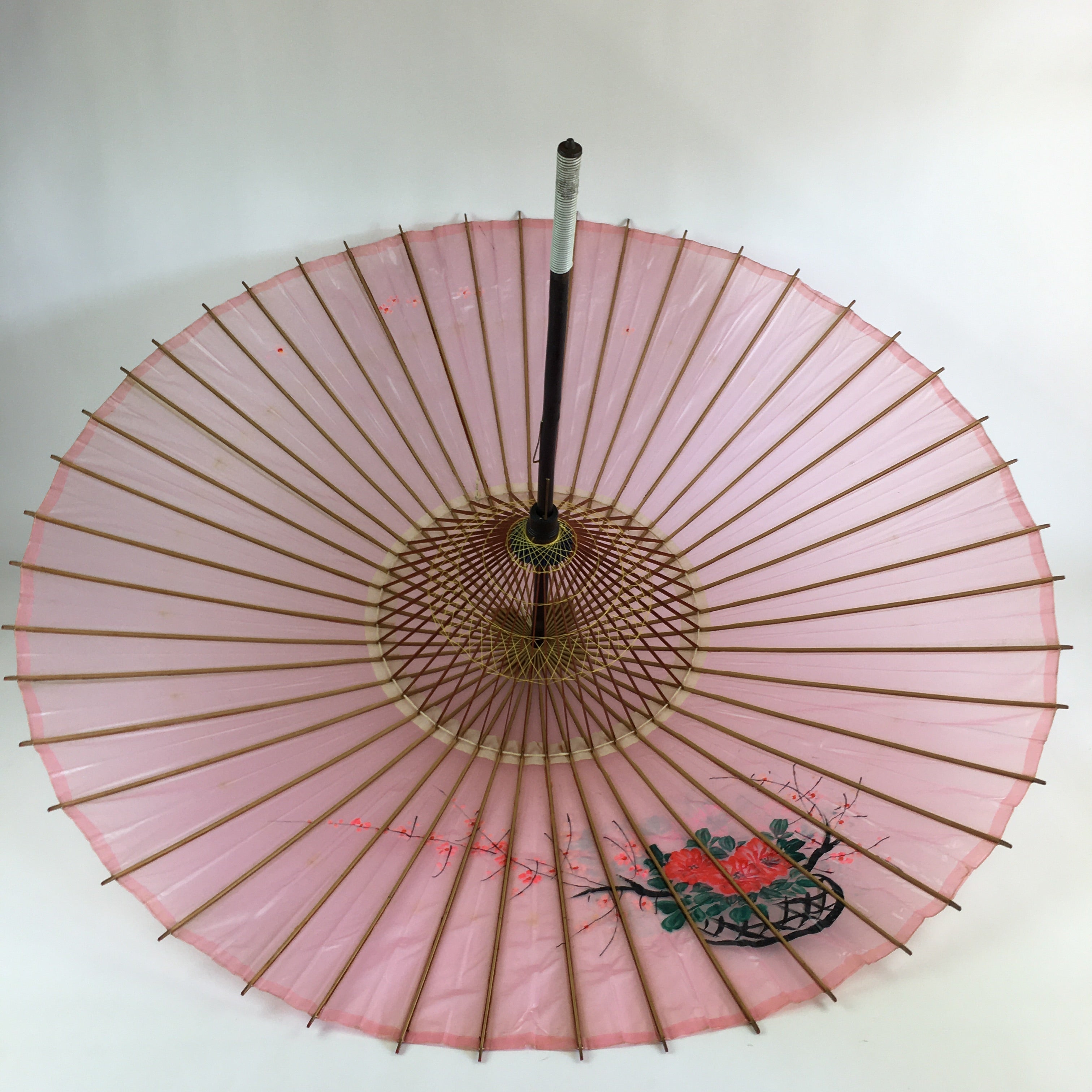 Japanese Umbrella Parasol Wagasa Bangasa Geisha Bamboo Vinyl Pink JK377