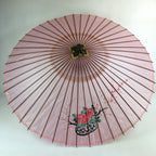 Japanese Umbrella Parasol Wagasa Bangasa Geisha Bamboo Vinyl Pink JK377