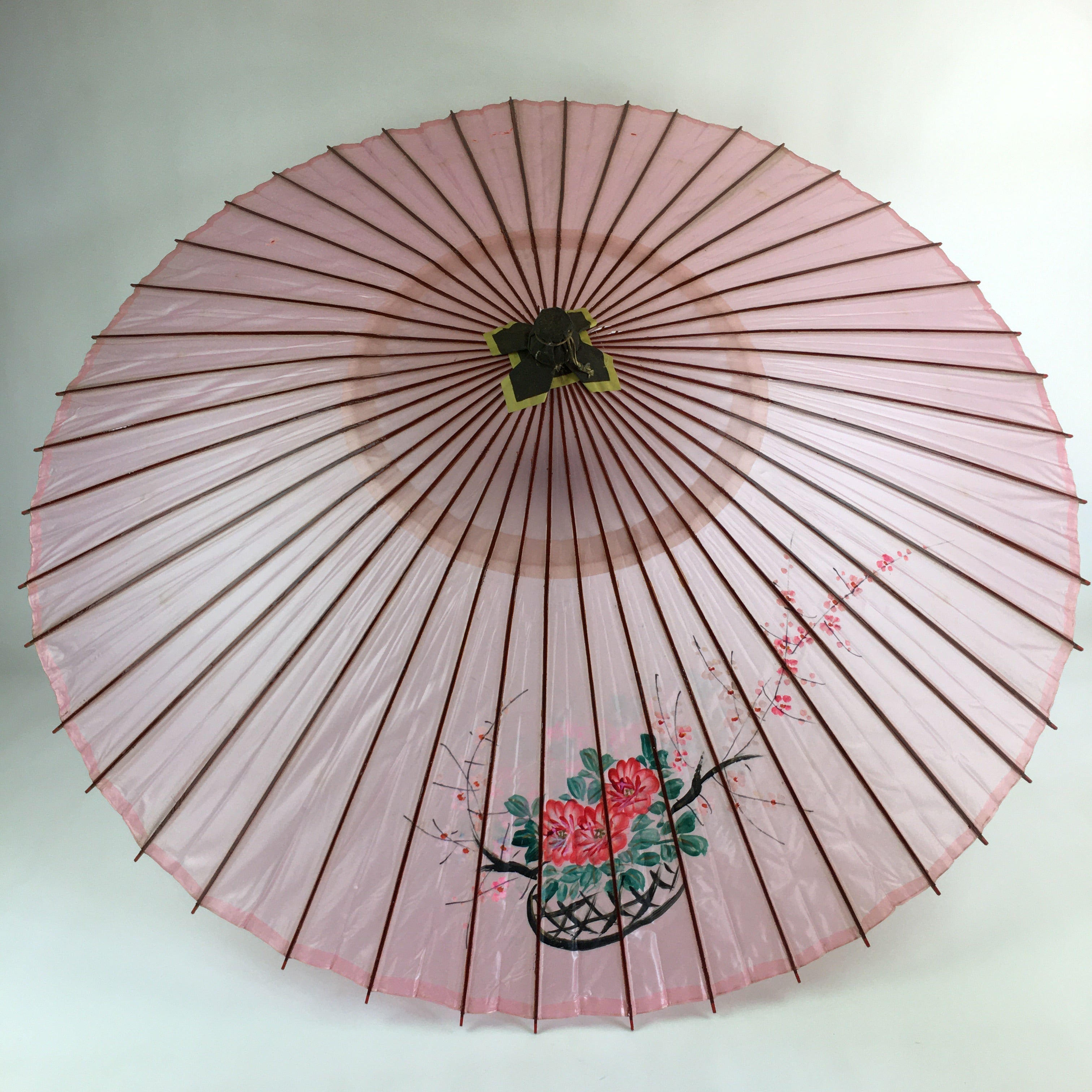 Japanese Umbrella Parasol Wagasa Bangasa Geisha Bamboo Vinyl Pink JK377