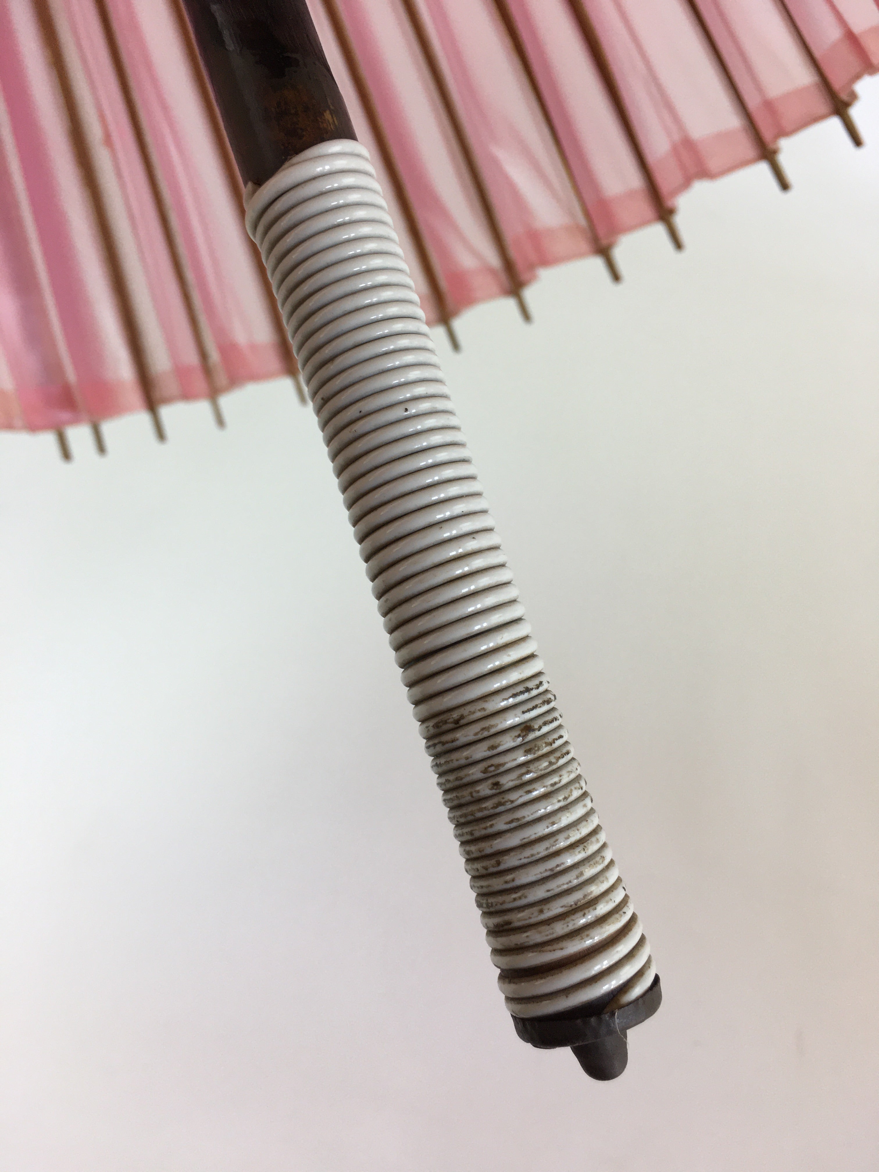 Japanese Umbrella Parasol Wagasa Bangasa Geisha Bamboo Vinyl Pink JK377