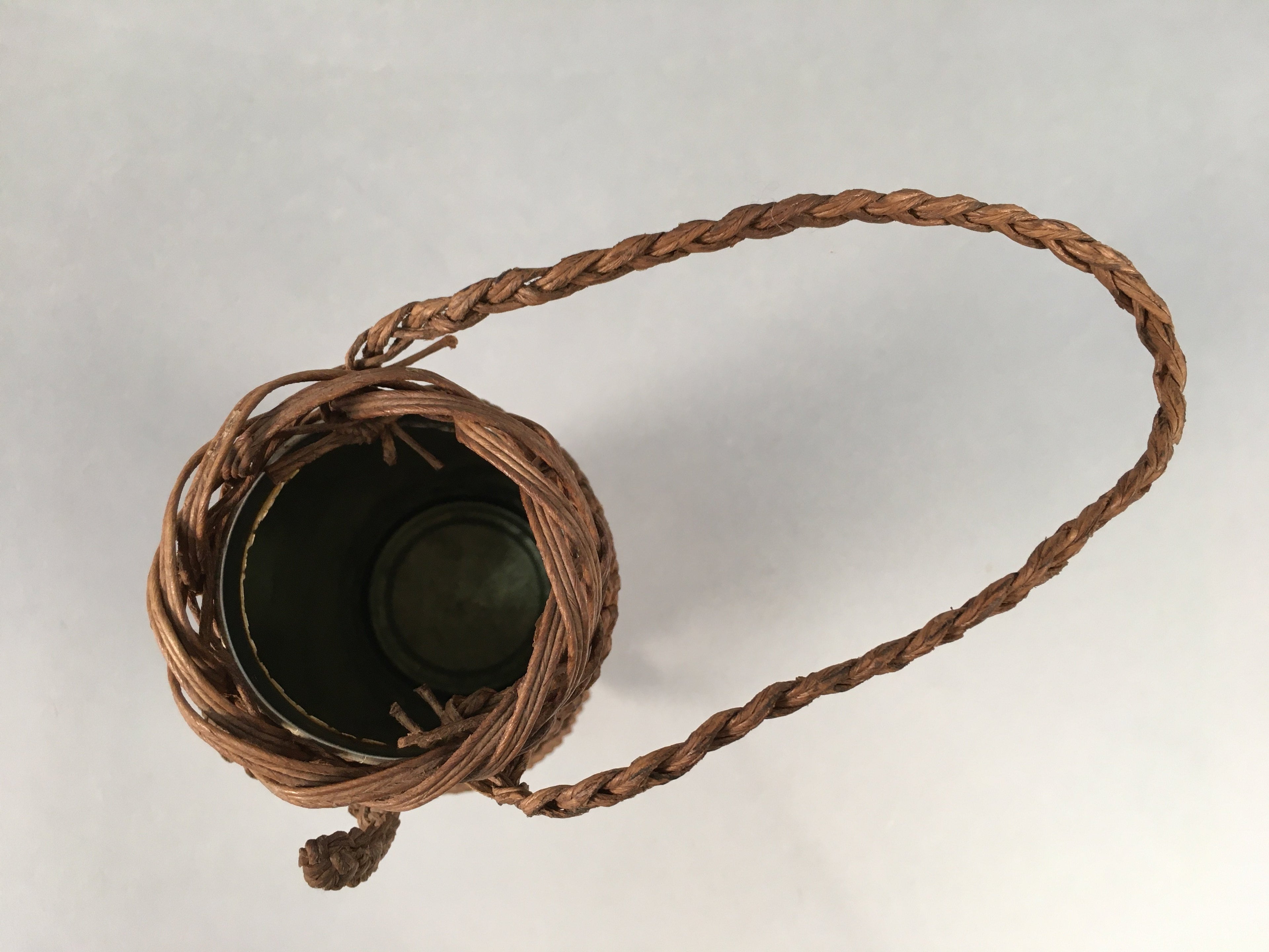Japanese Vine Basket Flower Vase Vtg Ikebana Arrangement Kado Hanging B149