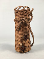 Japanese Vine Basket Flower Vase Vtg Ikebana Arrangement Kado Hanging B149