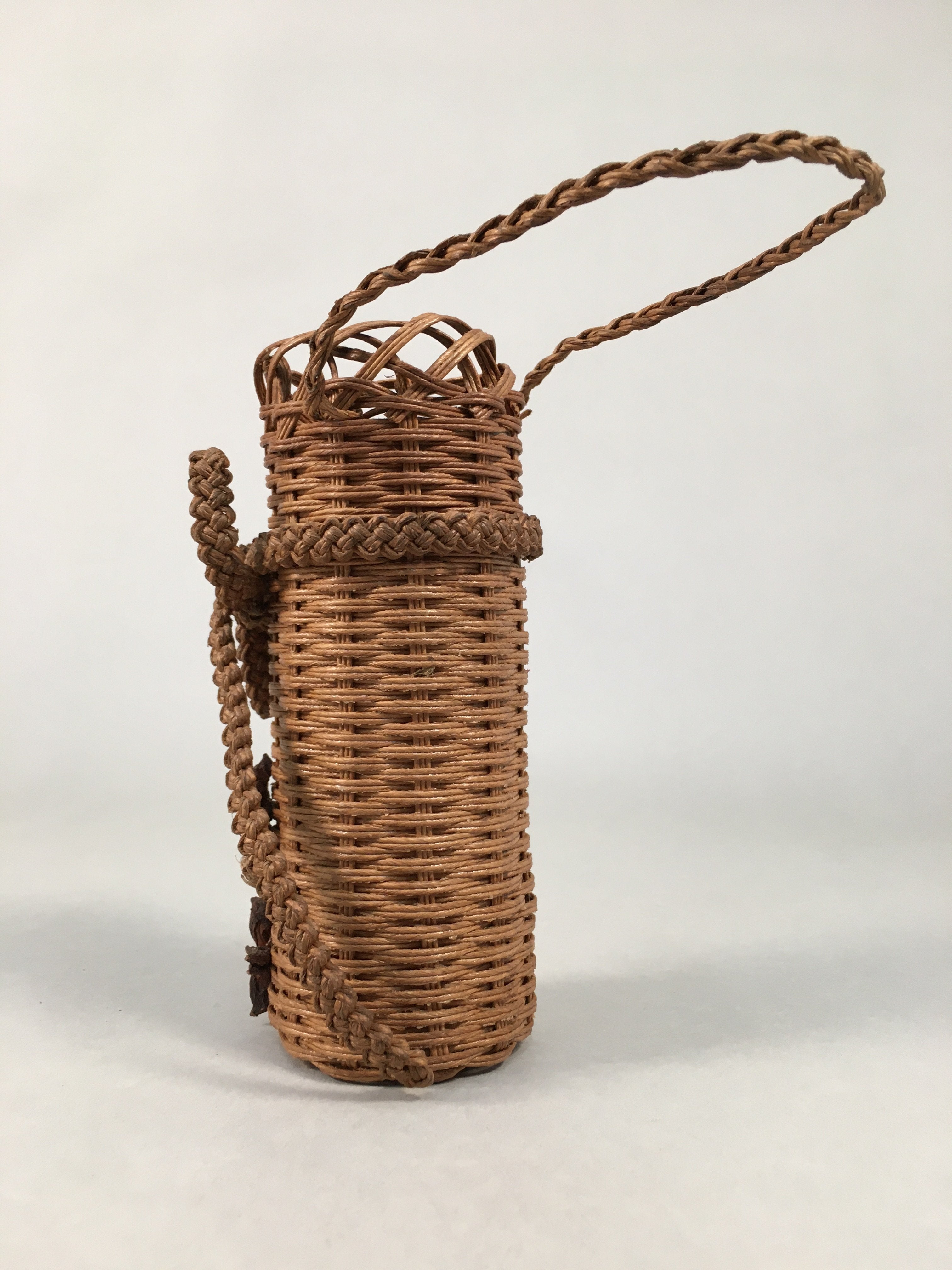 Japanese Vine Basket Flower Vase Vtg Ikebana Arrangement Kado Hanging B149