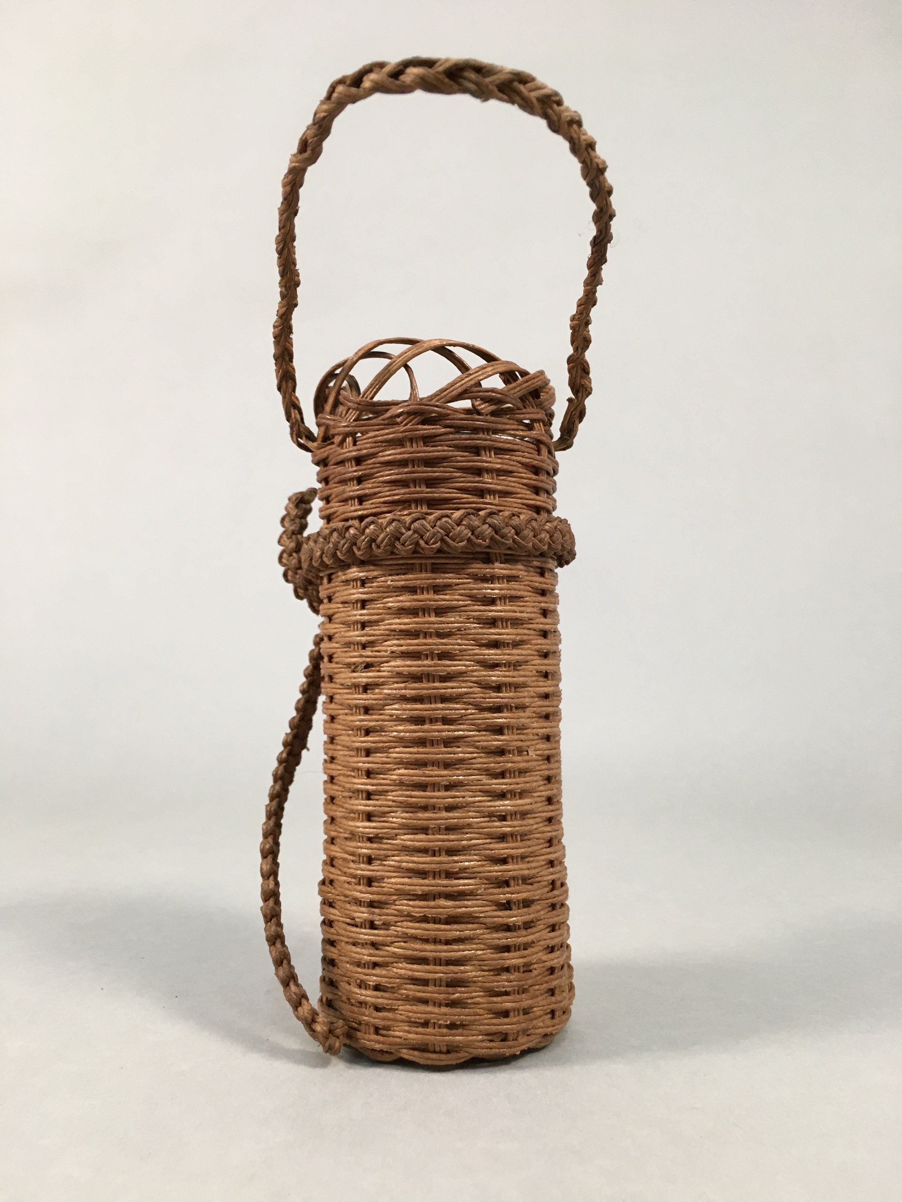 Japanese Vine Basket Flower Vase Vtg Ikebana Arrangement Kado Hanging B149