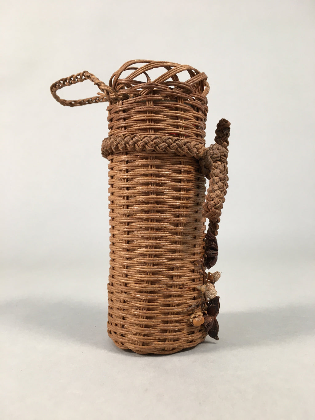 Japanese Vine Basket Flower Vase Vtg Ikebana Arrangement Kado Hanging B149