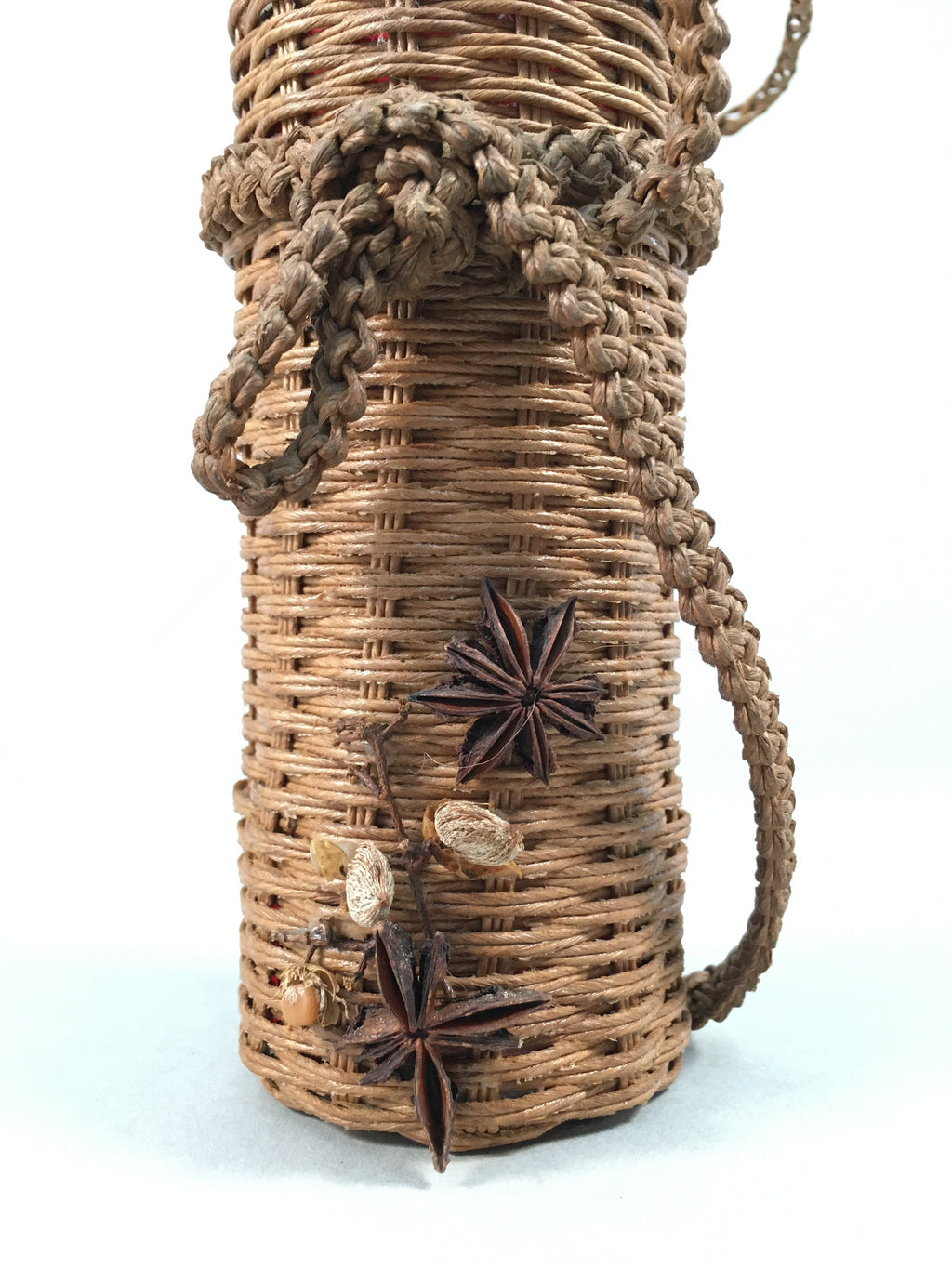 Japanese Vine Basket Flower Vase Vtg Ikebana Arrangement Kado Hanging B149