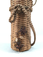 Japanese Vine Basket Flower Vase Vtg Ikebana Arrangement Kado Hanging B149