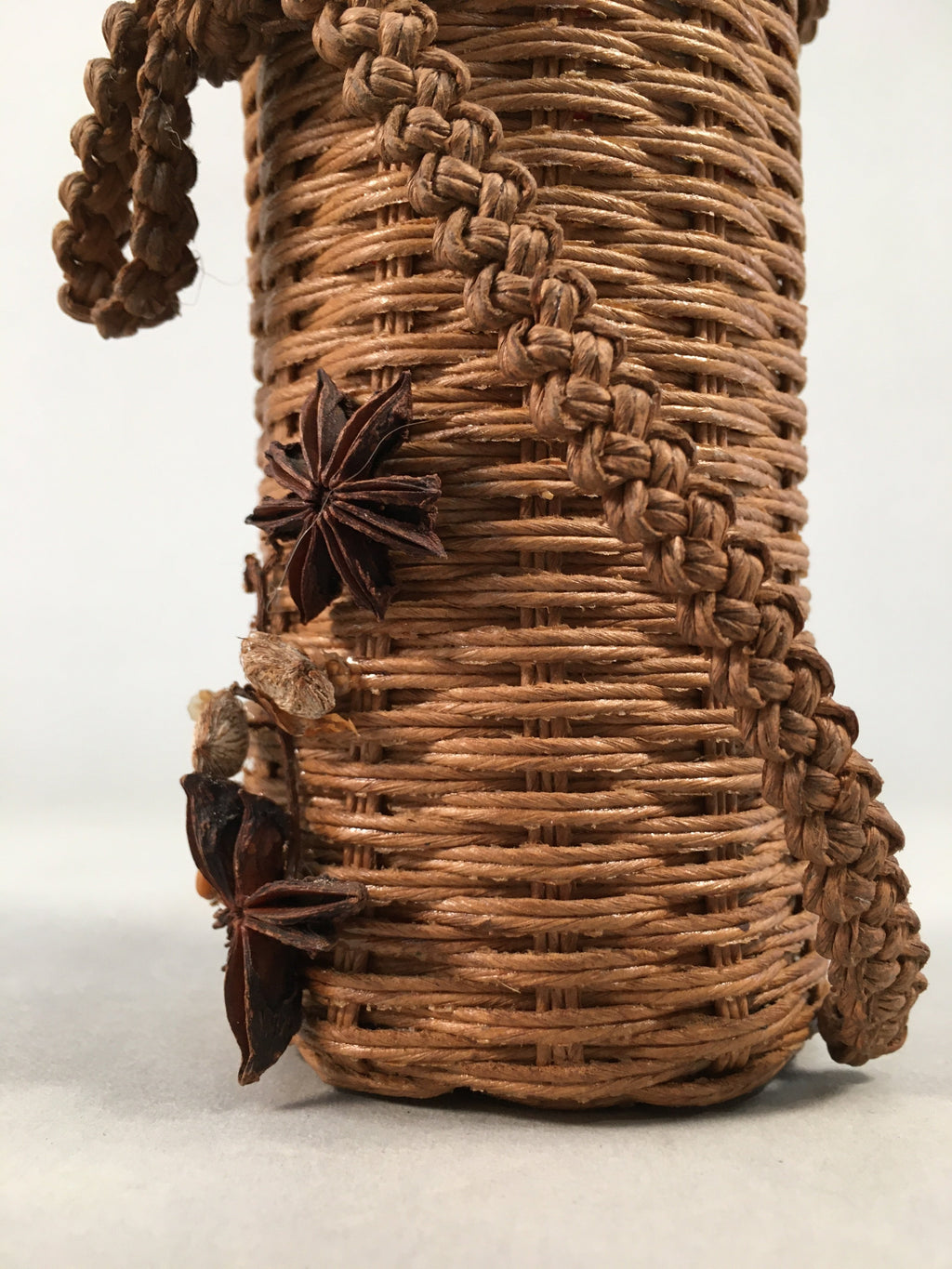 Japanese Vine Basket Flower Vase Vtg Ikebana Arrangement Kado Hanging B149