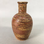 Japanese Vtg Ceramic Sake Bottle Cups Set Pottery Brown Glaze Tokkuri TS260