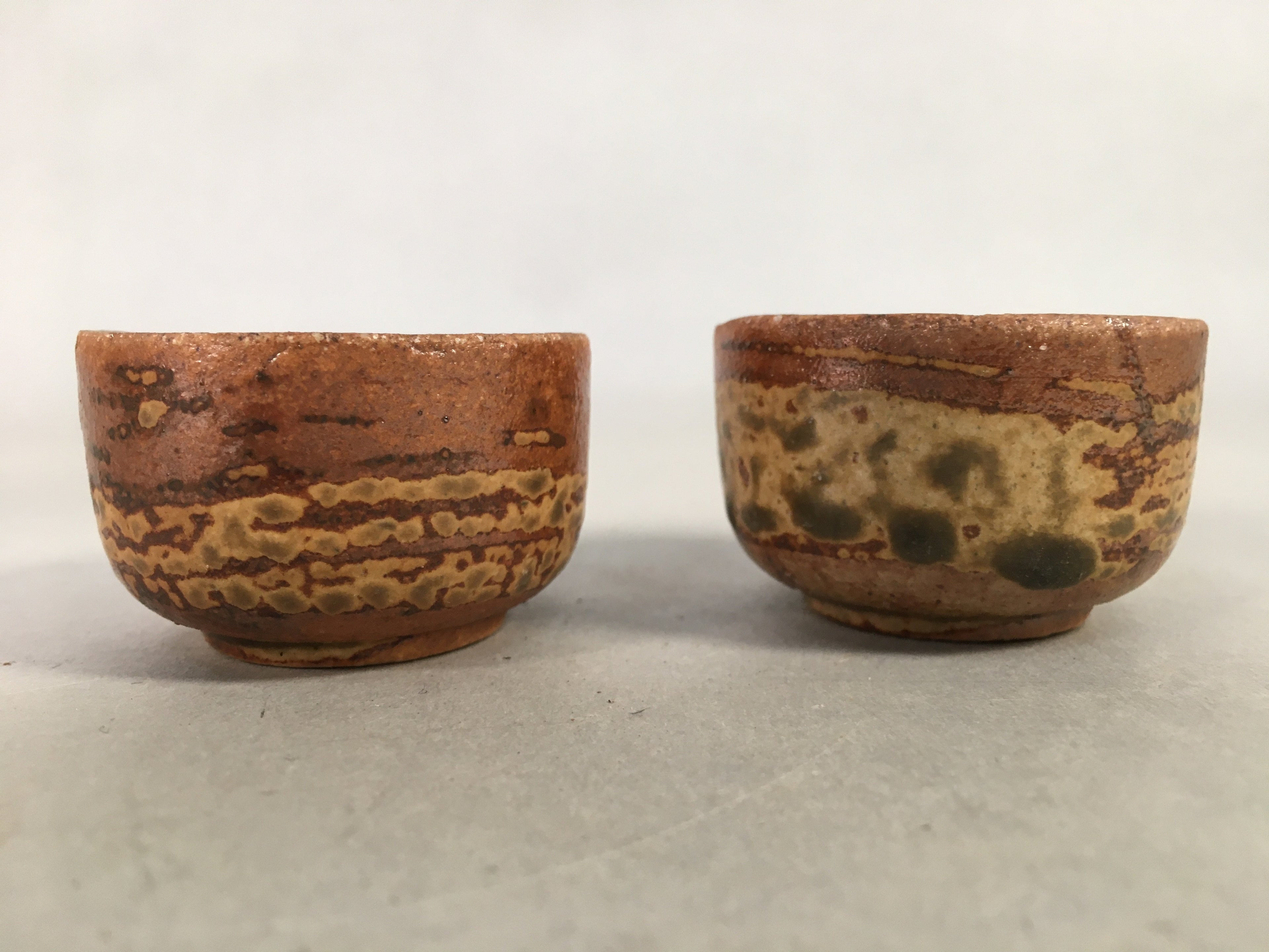 Japanese Vtg Ceramic Sake Bottle Cups Set Pottery Brown Glaze Tokkuri TS260