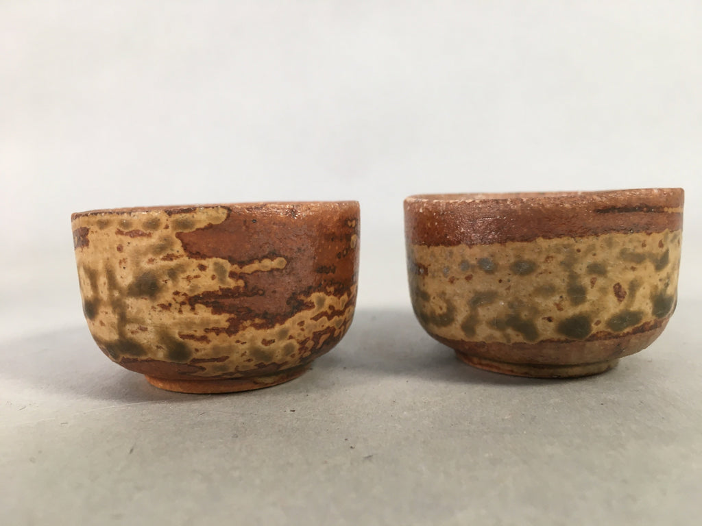 Japanese Vtg Ceramic Sake Bottle Cups Set Pottery Brown Glaze Tokkuri TS260