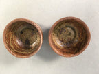 Japanese Vtg Ceramic Sake Bottle Cups Set Pottery Brown Glaze Tokkuri TS260