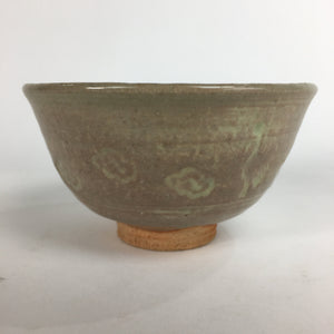 Japanese Vtg Ceramic Tea Ceremony Bowl Chawan Brown Pottery Crane GTB705