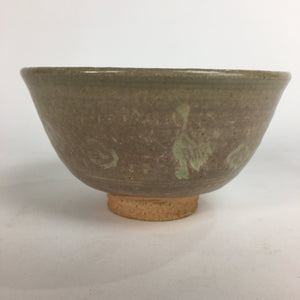 Japanese Vtg Ceramic Tea Ceremony Bowl Chawan Brown Pottery Crane GTB705