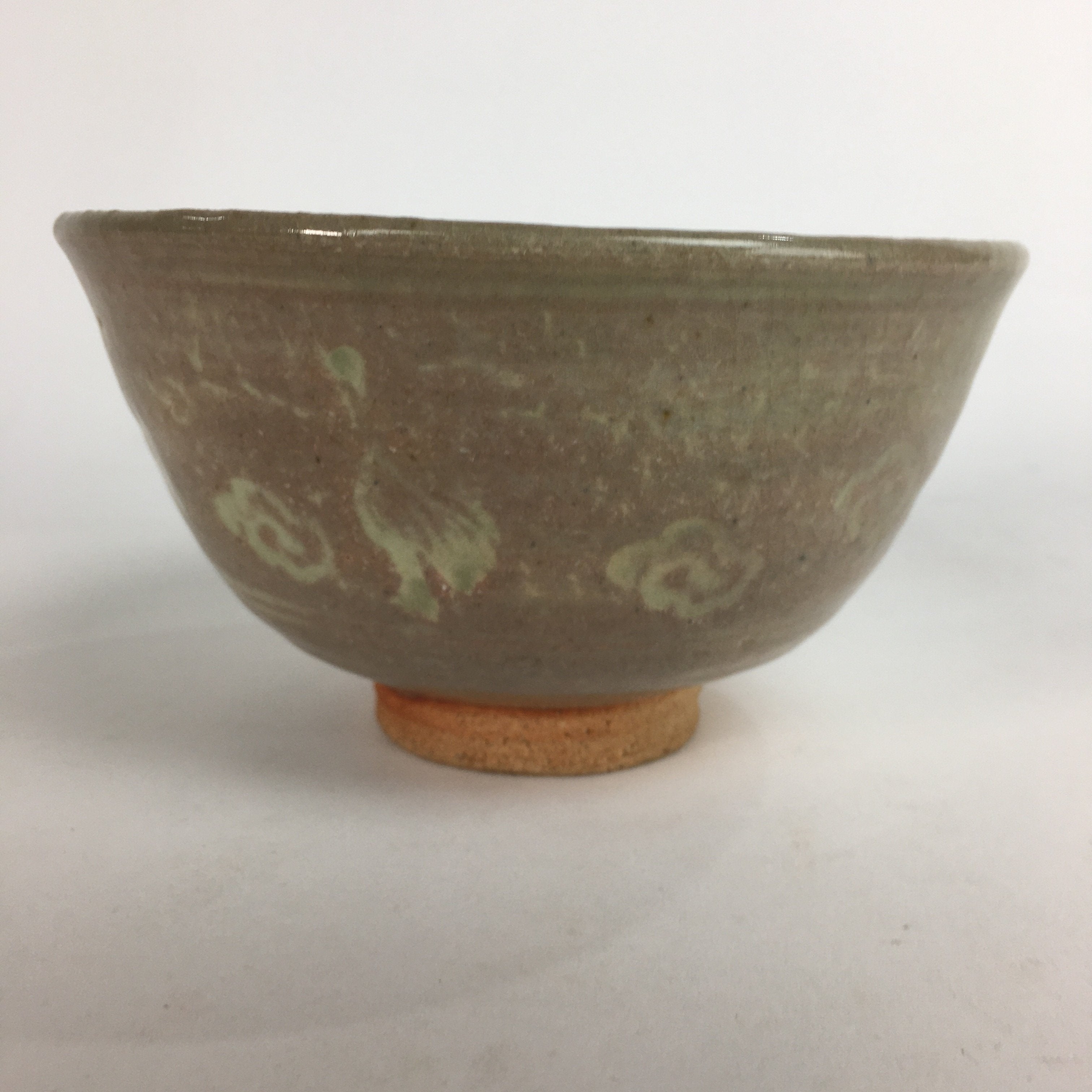 Japanese Vtg Ceramic Tea Ceremony Bowl Chawan Brown Pottery Crane GTB705