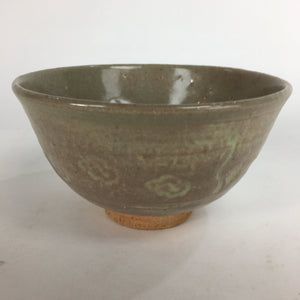 Japanese Vtg Ceramic Tea Ceremony Bowl Chawan Brown Pottery Crane GTB705