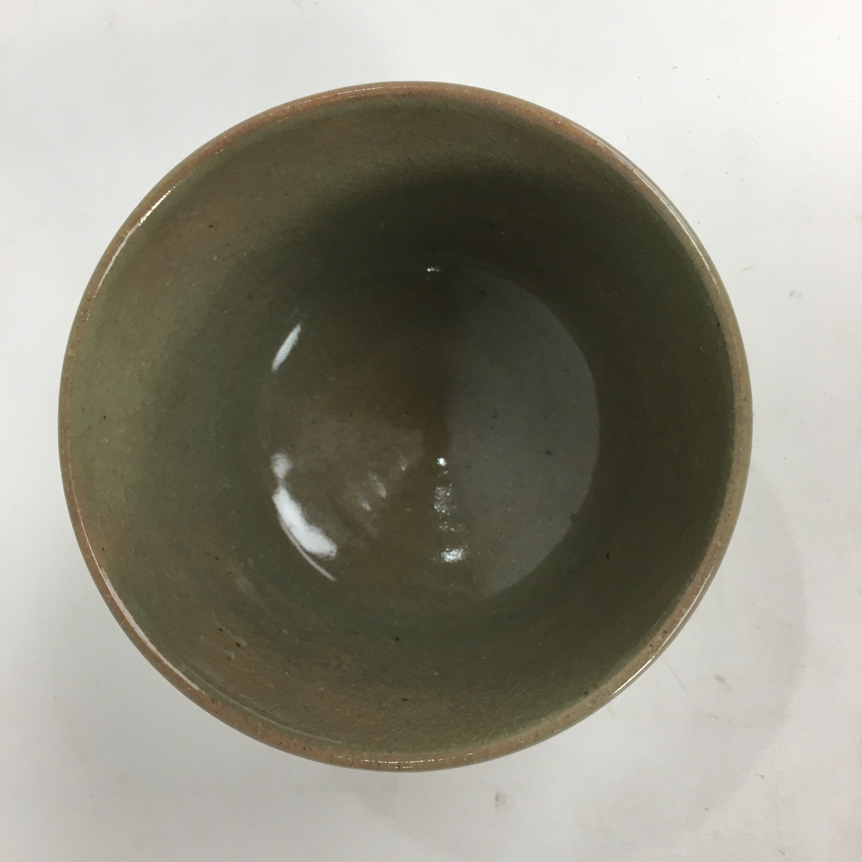 Japanese Vtg Ceramic Tea Ceremony Bowl Chawan Brown Pottery Crane GTB706