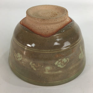 Japanese Vtg Ceramic Tea Ceremony Bowl Chawan Brown Pottery Crane GTB706