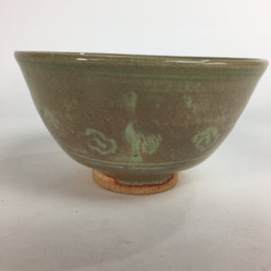 Japanese Vtg Ceramic Tea Ceremony Bowl Chawan Brown Pottery Crane GTB709