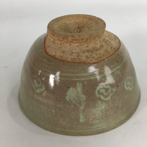 Japanese Vtg Ceramic Tea Ceremony Bowl Chawan Brown Pottery Crane GTB709