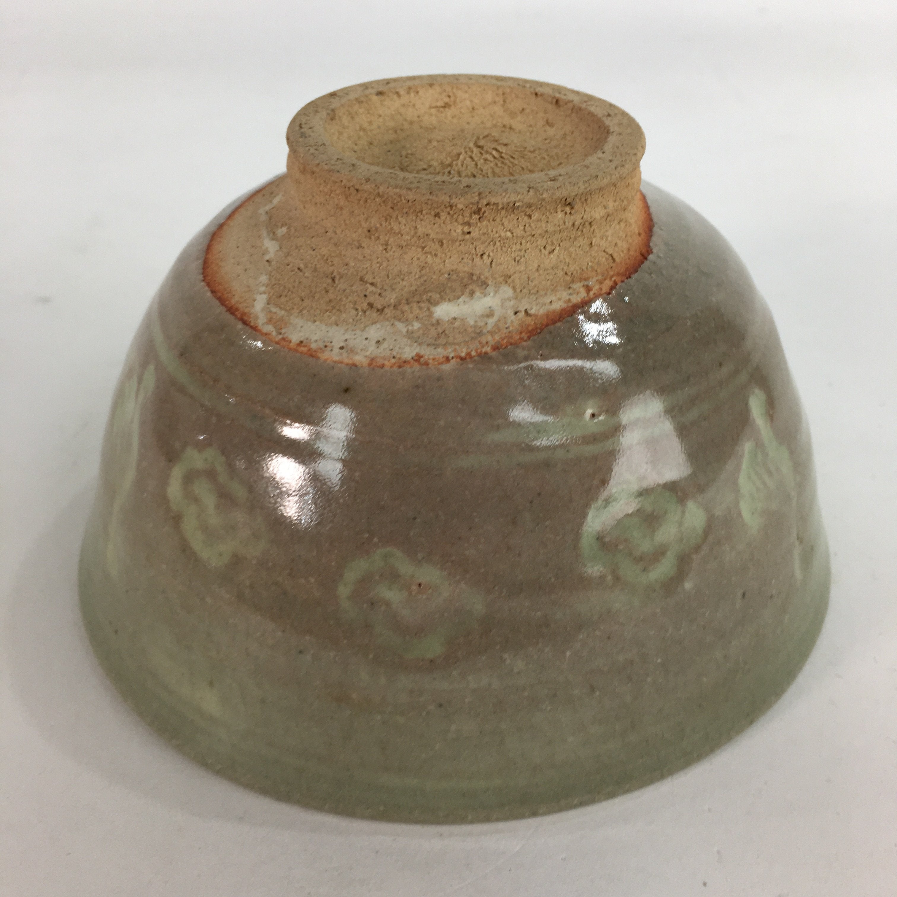 Japanese Vtg Ceramic Tea Ceremony Bowl Chawan Brown Pottery Crane GTB711