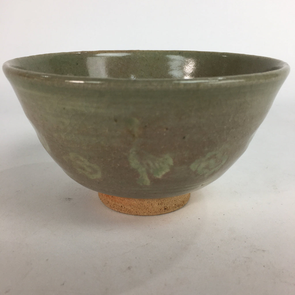 Japanese Vtg Ceramic Tea Ceremony Bowl Chawan Brown Pottery Crane GTB711