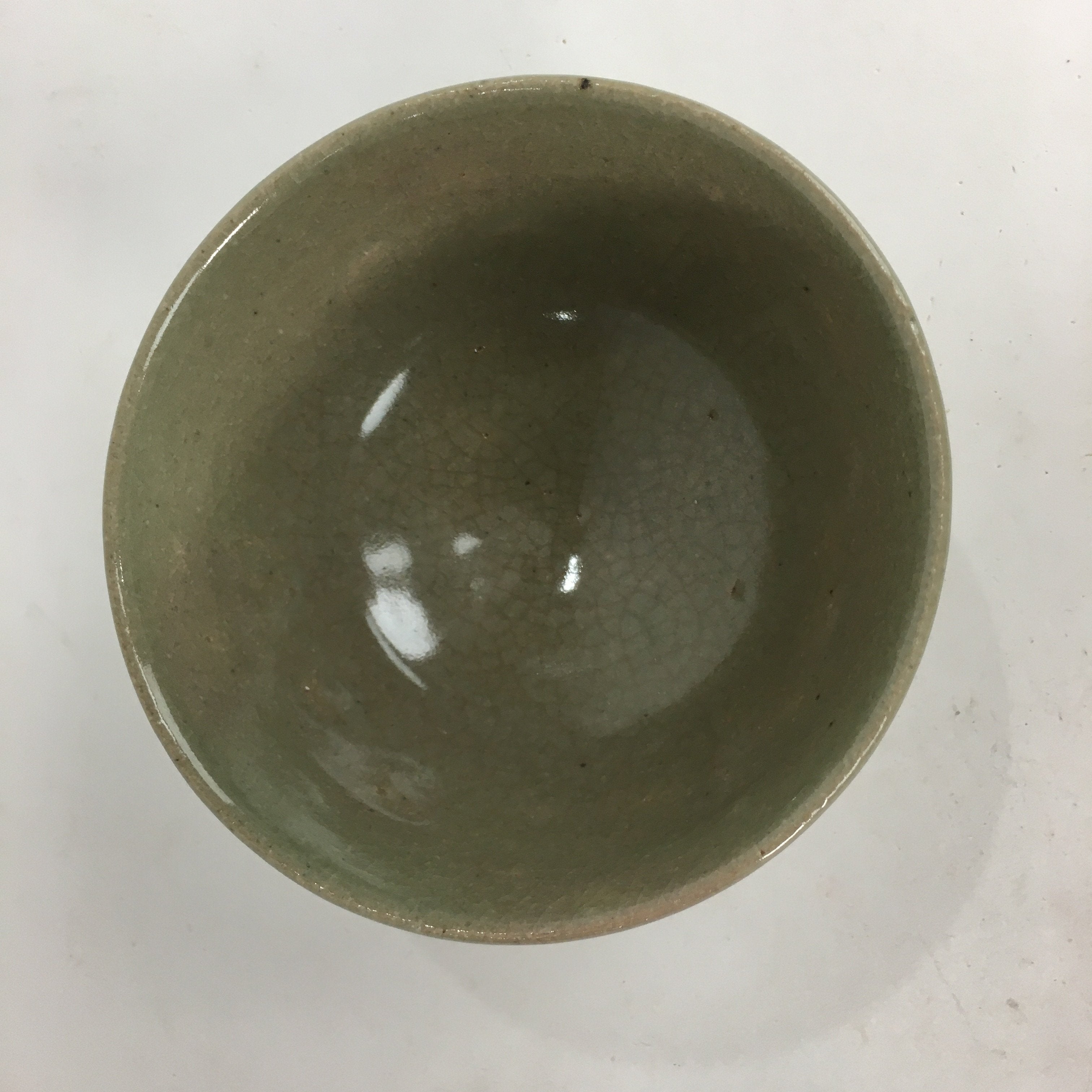Japanese Vtg Ceramic Tea Ceremony Bowl Chawan Brown Pottery Crane GTB717