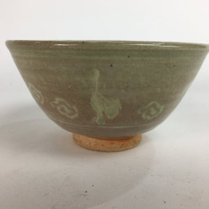 Japanese Vtg Ceramic Tea Ceremony Bowl Chawan Brown Pottery Crane GTB720