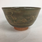 Japanese Vtg Ceramic Tea Ceremony Bowl Chawan Brown Pottery Crane GTB729