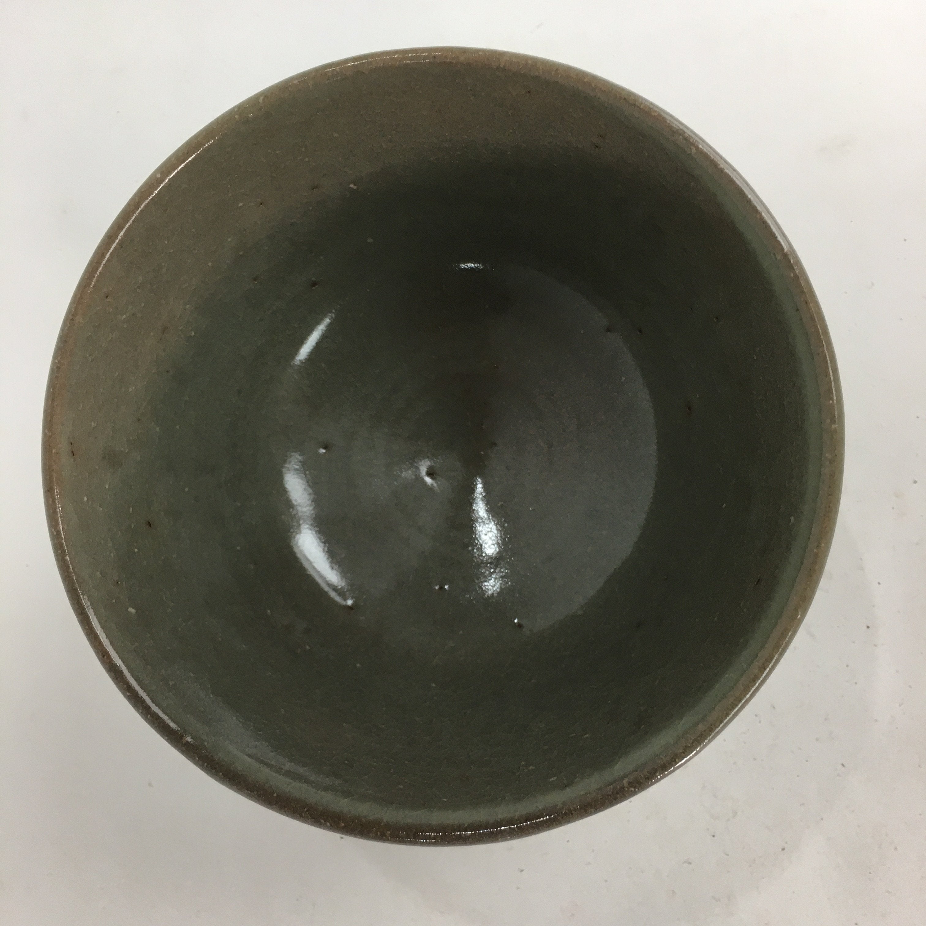 Japanese Vtg Ceramic Tea Ceremony Bowl Chawan Brown Pottery Crane GTB729