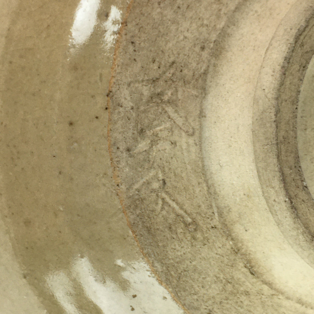 Japanese Vtg Ceramic Tea Ceremony Bowl Chawan Brown Pottery Crane GTB730