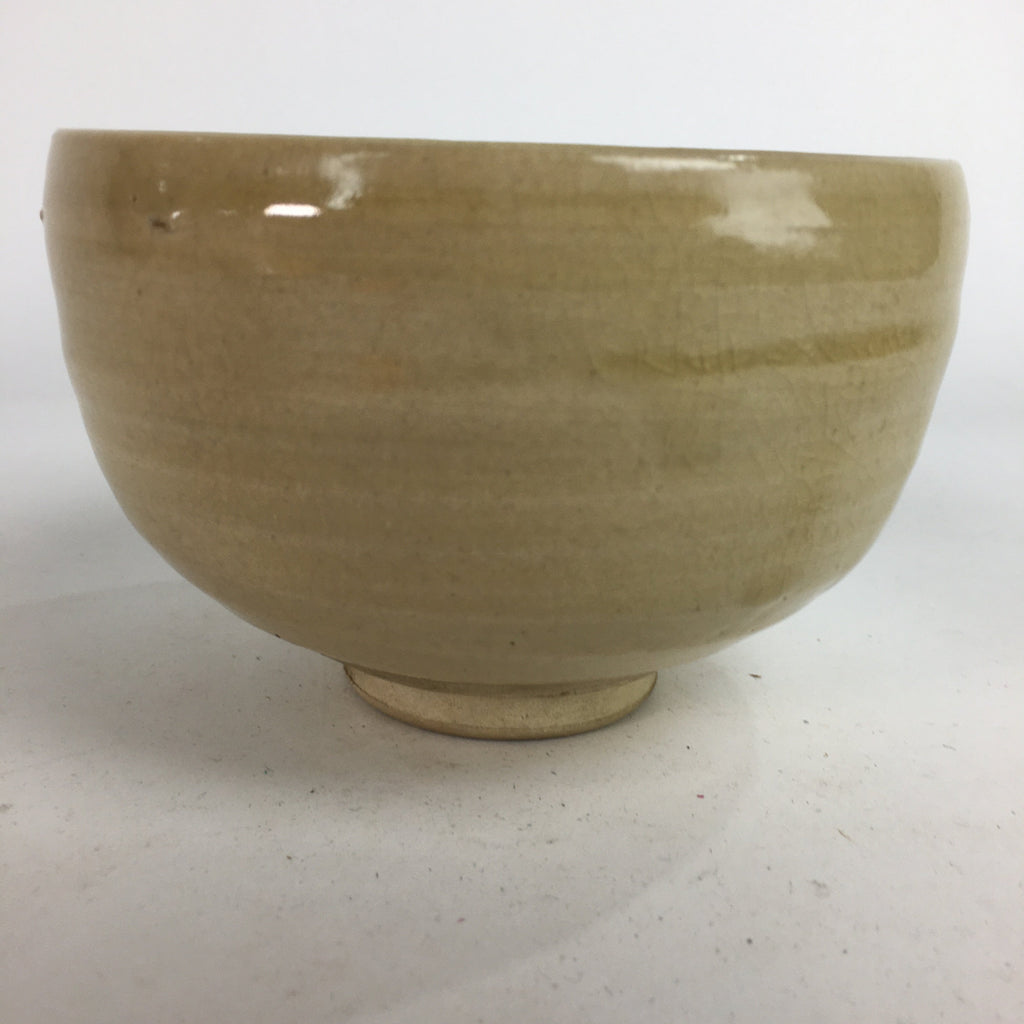 Japanese Vtg Ceramic Tea Ceremony Bowl Chawan Brown Pottery Crane GTB730