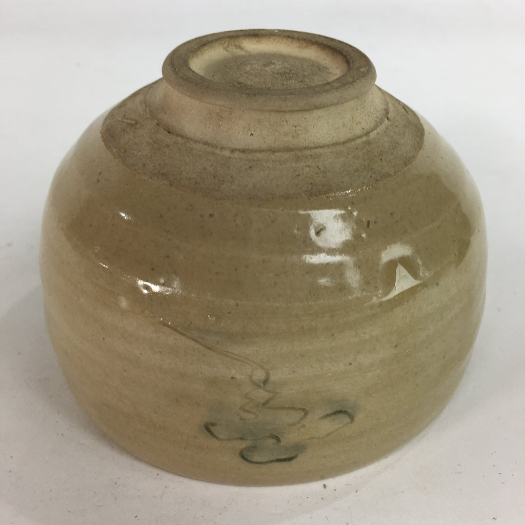 Japanese Vtg Ceramic Tea Ceremony Bowl Chawan Brown Pottery Crane GTB730