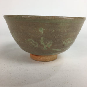 Japanese Vtg Ceramic Tea Ceremony Bowl Chawan Brown Pottery Crane GTB731