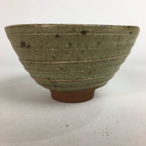 Japanese Vtg Ceramic Tea Ceremony Bowl Chawan Brown Striped Pattern Pottery GTB7