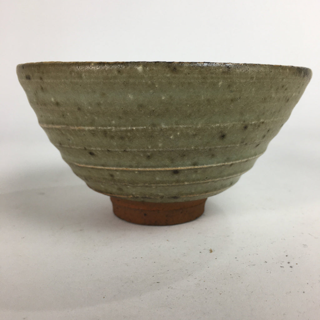 Japanese Vtg Ceramic Tea Ceremony Bowl Chawan Brown Striped Pattern Pottery GTB7