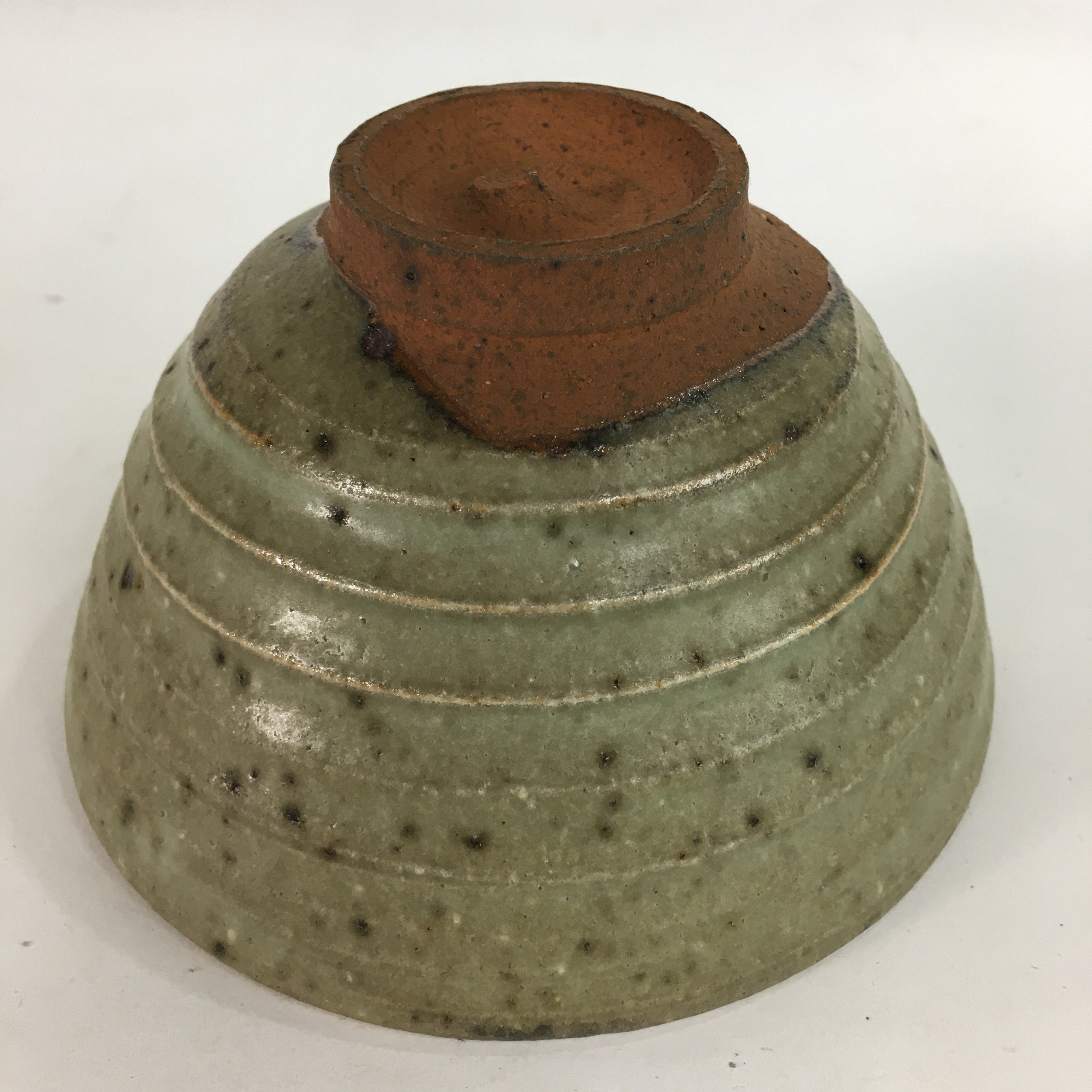 Japanese Vtg Ceramic Tea Ceremony Bowl Chawan Brown Striped Pattern Pottery GTB7