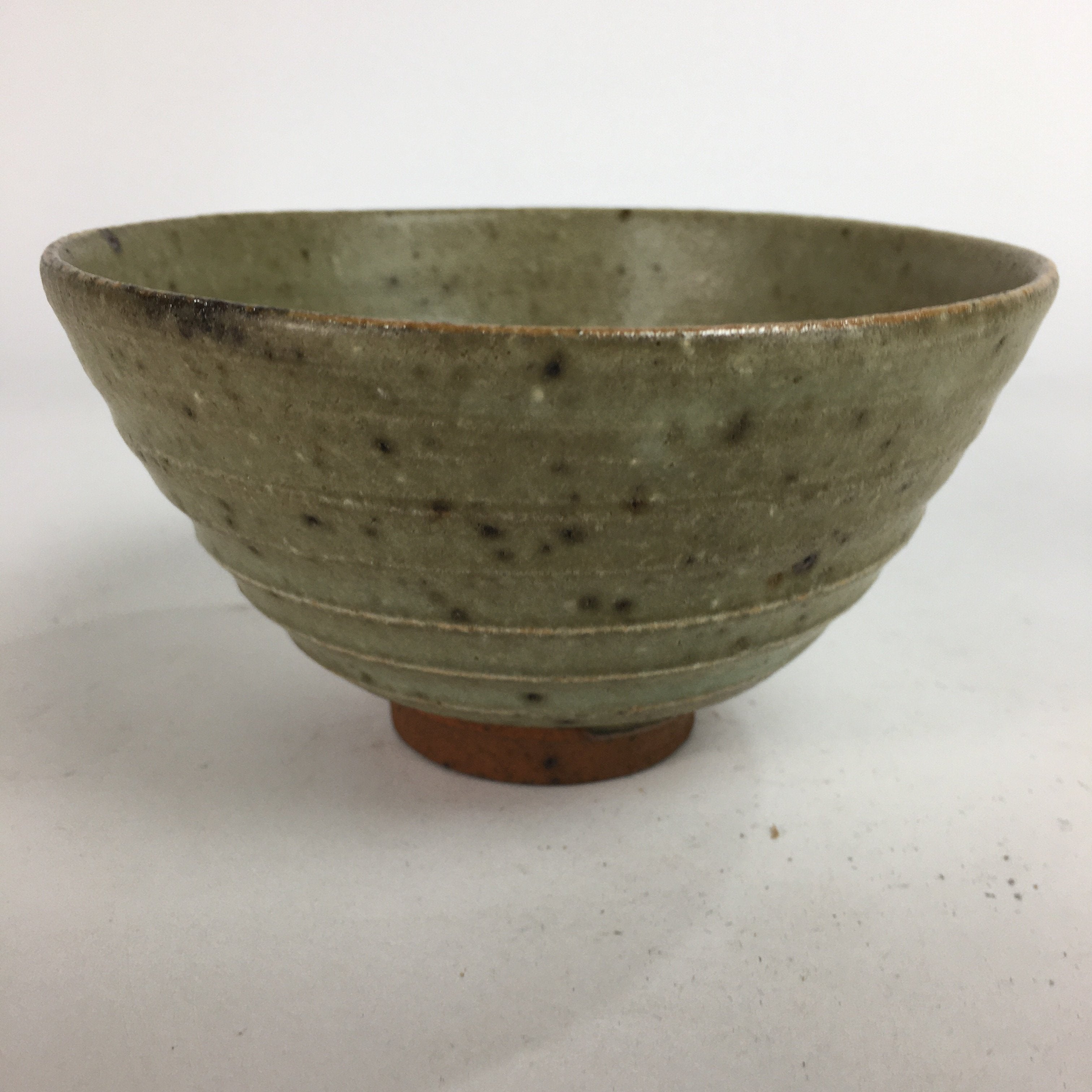 Japanese Vtg Ceramic Tea Ceremony Bowl Chawan Brown Striped Pattern Pottery GTB7