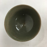 Japanese Vtg Ceramic Tea Ceremony Bowl Chawan Gray Pottery Crane GTB710