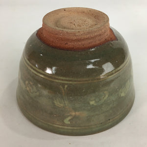 Japanese Vtg Ceramic Tea Ceremony Bowl Chawan Gray Pottery Crane GTB710