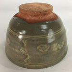 Japanese Vtg Ceramic Tea Ceremony Bowl Chawan Grey Pottery Crane GTB715