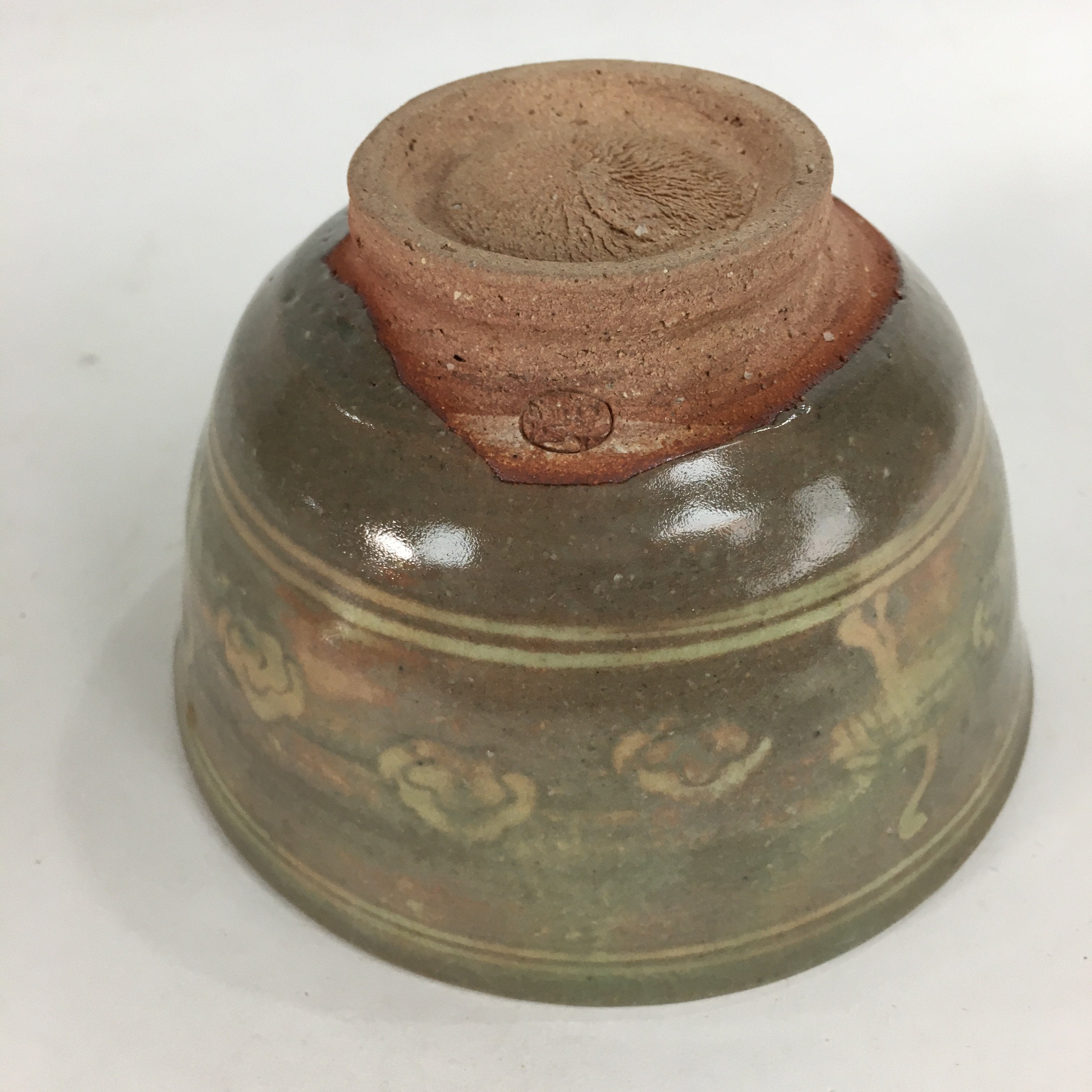 Japanese Vtg Ceramic Tea Ceremony Bowl Chawan Pottery Gray Crane GTB707