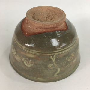 Japanese Vtg Ceramic Tea Ceremony Bowl Chawan Pottery Gray Crane GTB707