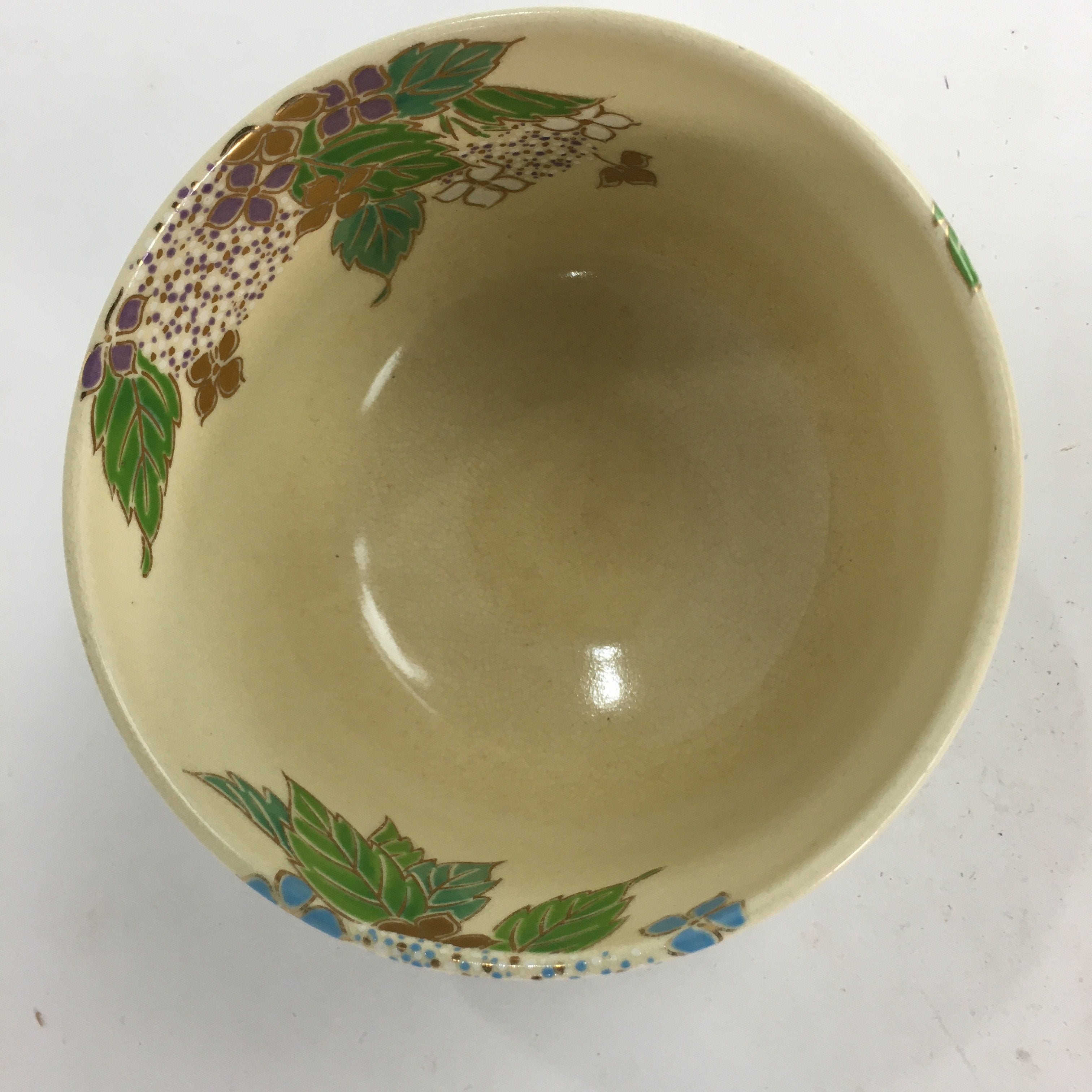 Japanese Vtg Ceramic Tea Ceremony Bowl Chawan Pottery Hydrangea GTB727