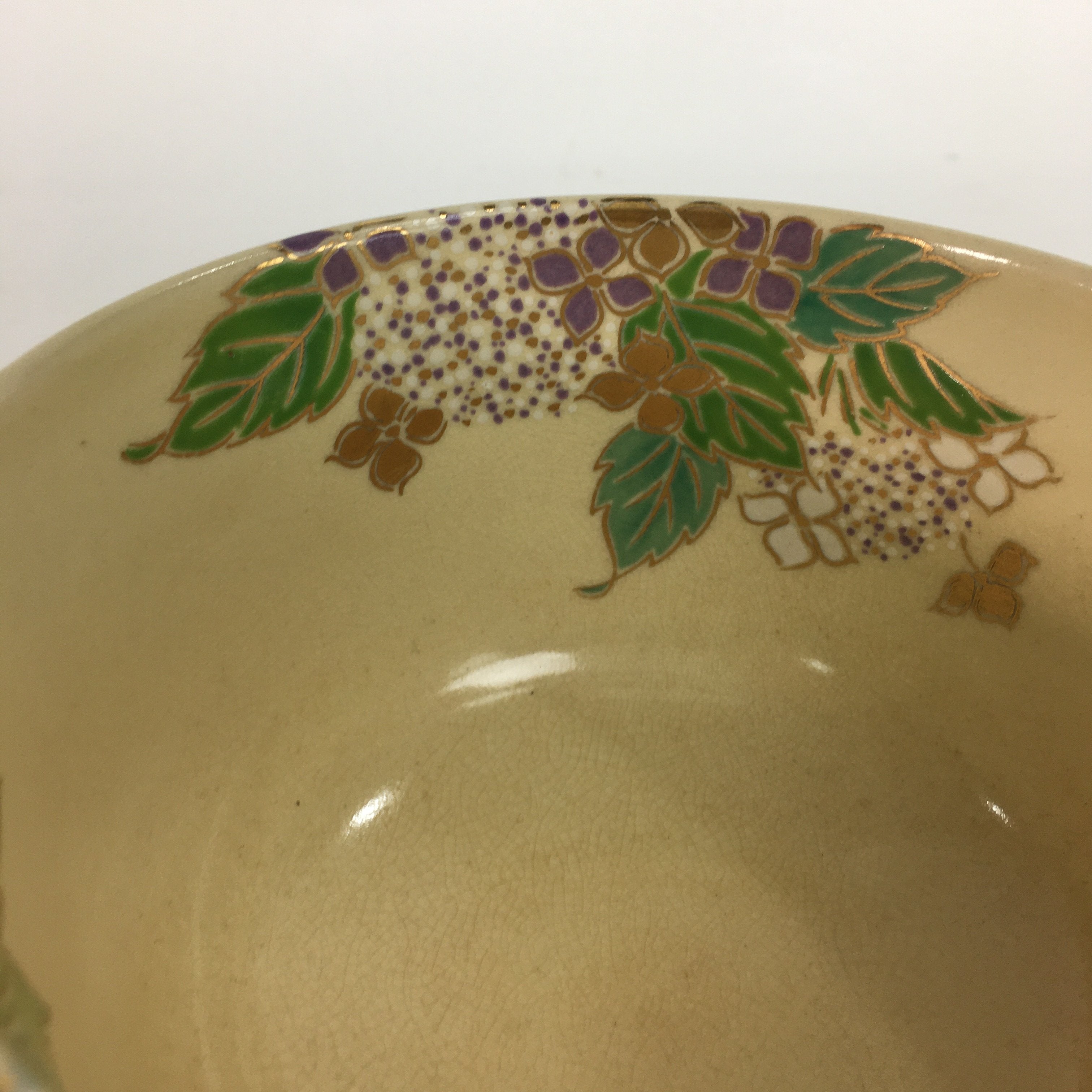 Japanese Vtg Ceramic Tea Ceremony Bowl Chawan Pottery Hydrangea GTB727